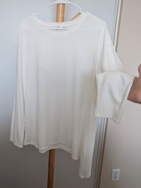 Calvin Klein Cream Long Sleeve Crewneck Top